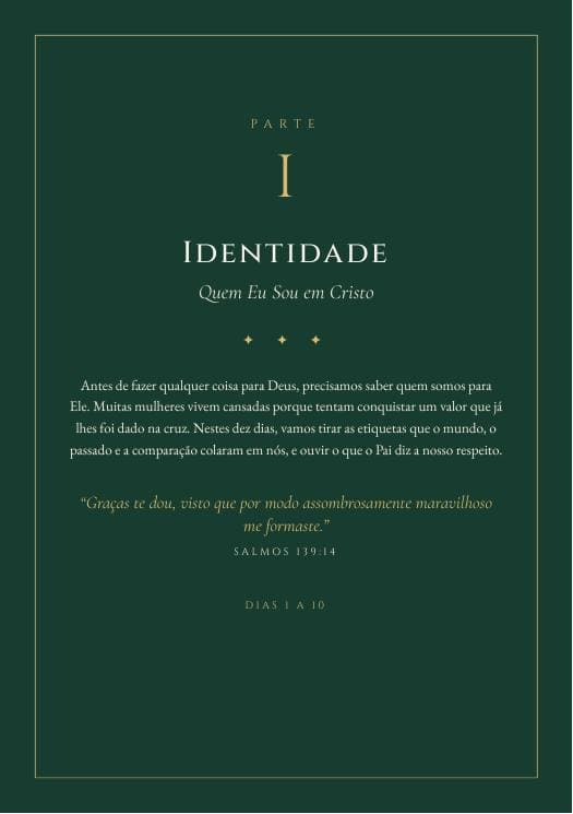 Abertura da Parte I — Identidade, no Devocional da Mulher Patriota.